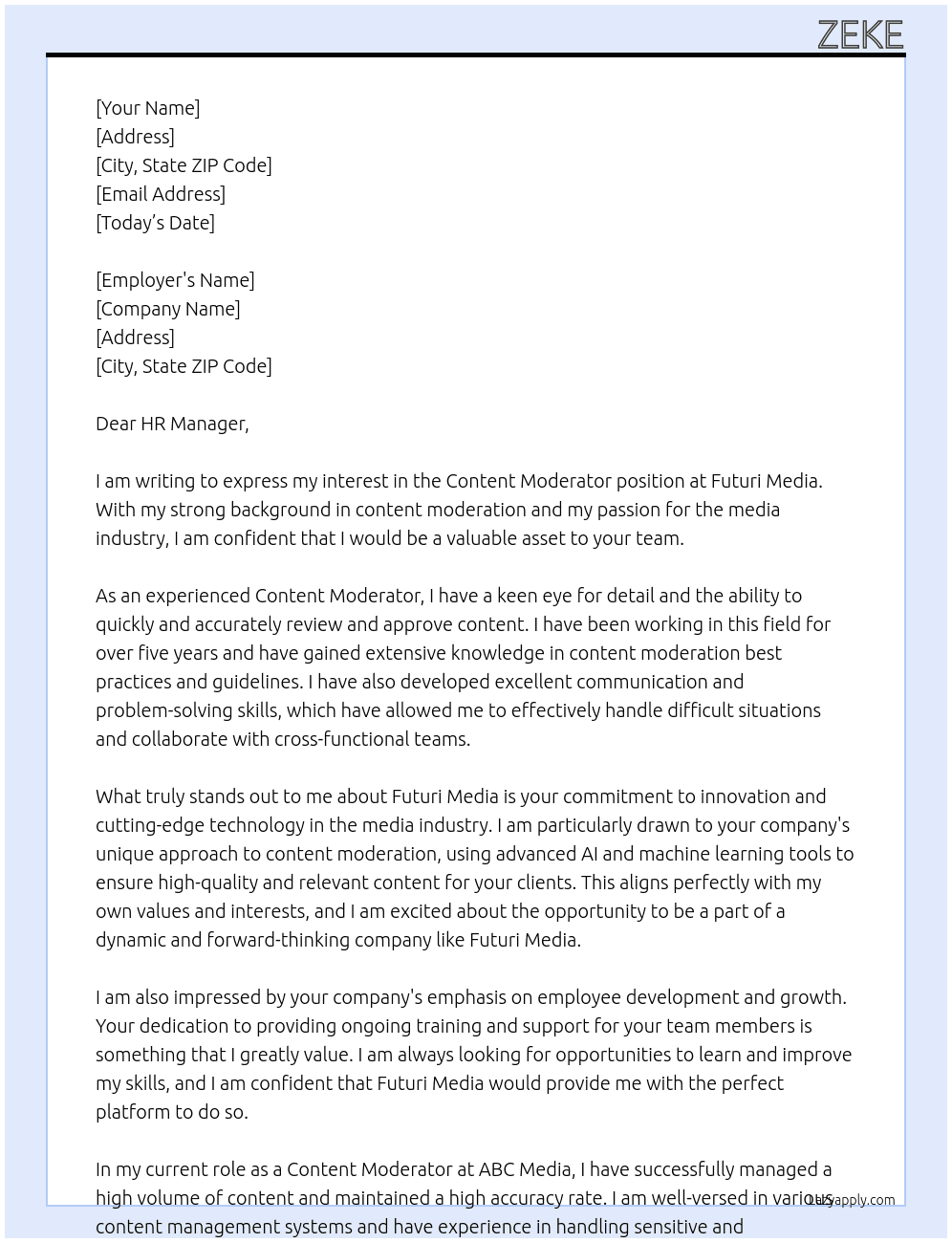 Content Moderator At Futuri Media  Cover Letter