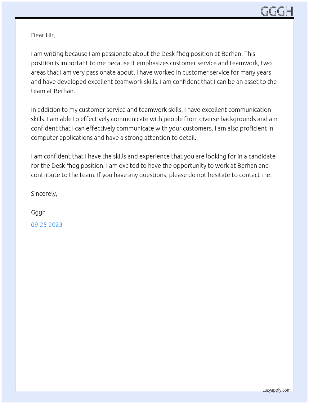 Desk fhdg At Berhan Cover Letter