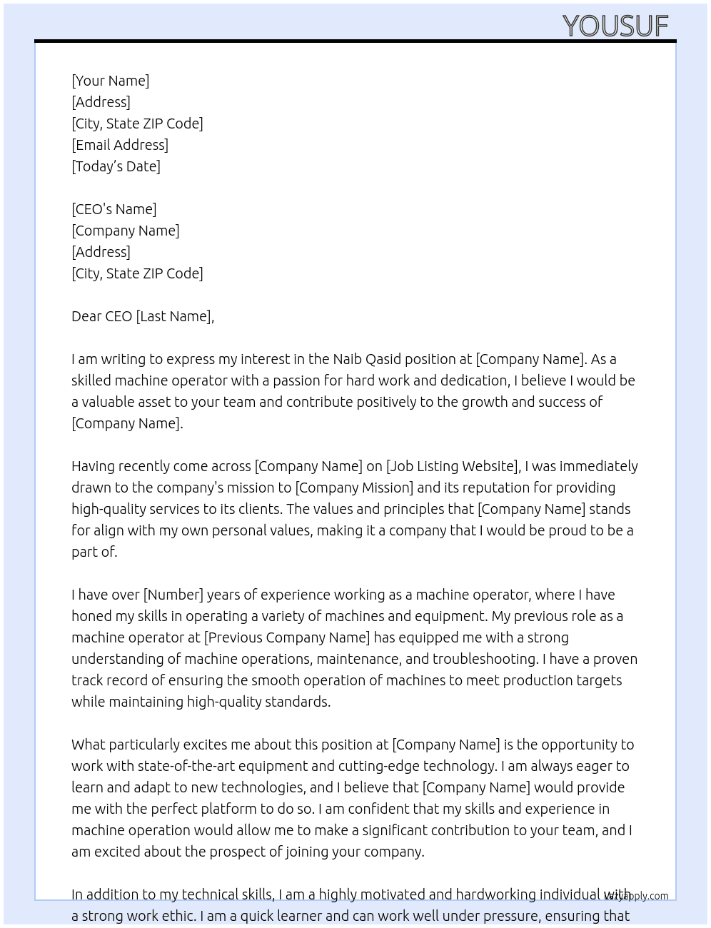 Naib qasid At Other Cover Letter