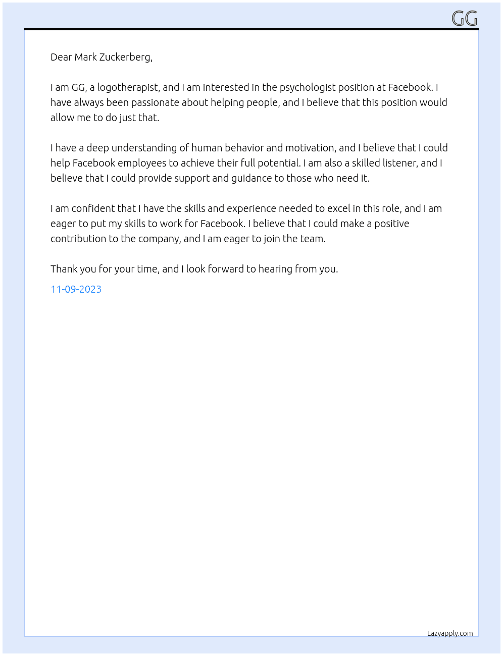 psychologist At facebook Cover Letter