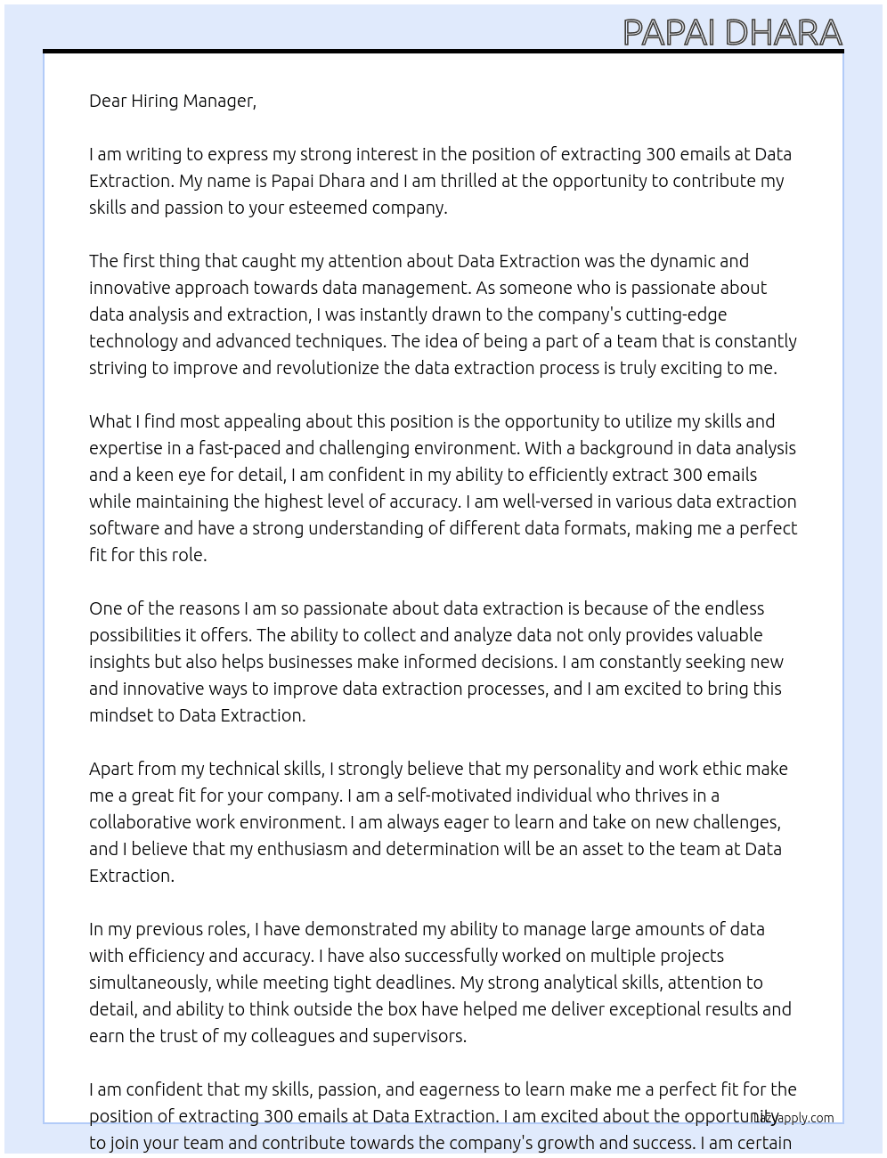 Need to extract 300 Emails At Data Extraction Cover Letter