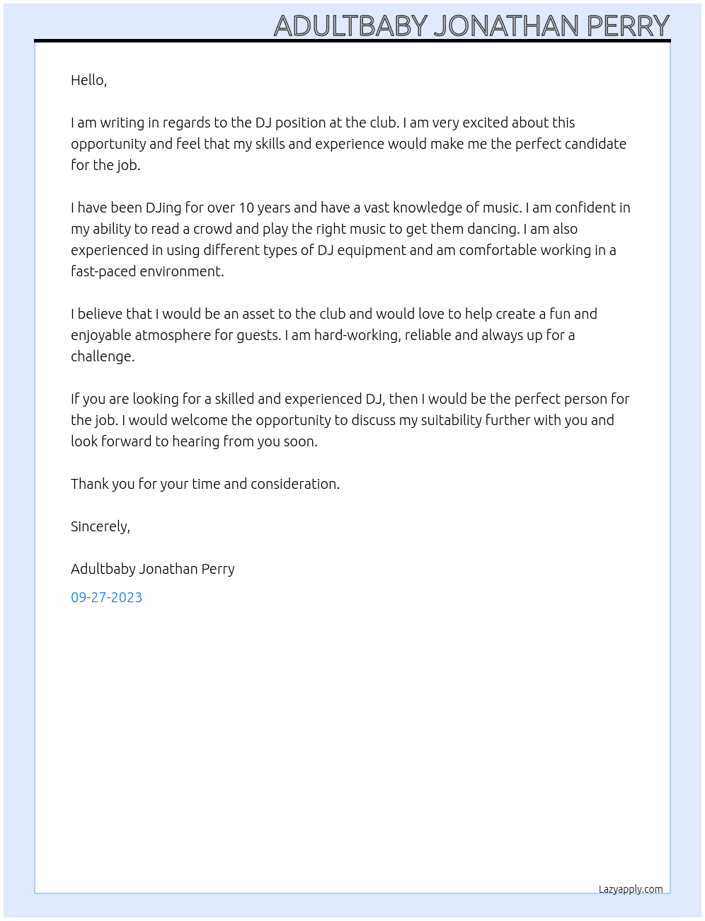 dj at a club At DJing Cover Letter