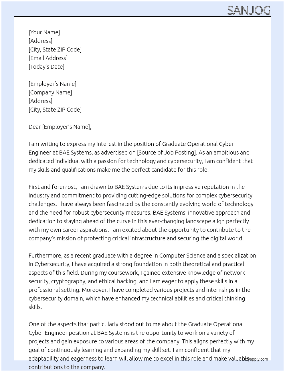 Graduate Operational Cyber Engineer At Shrestha Cover Letter