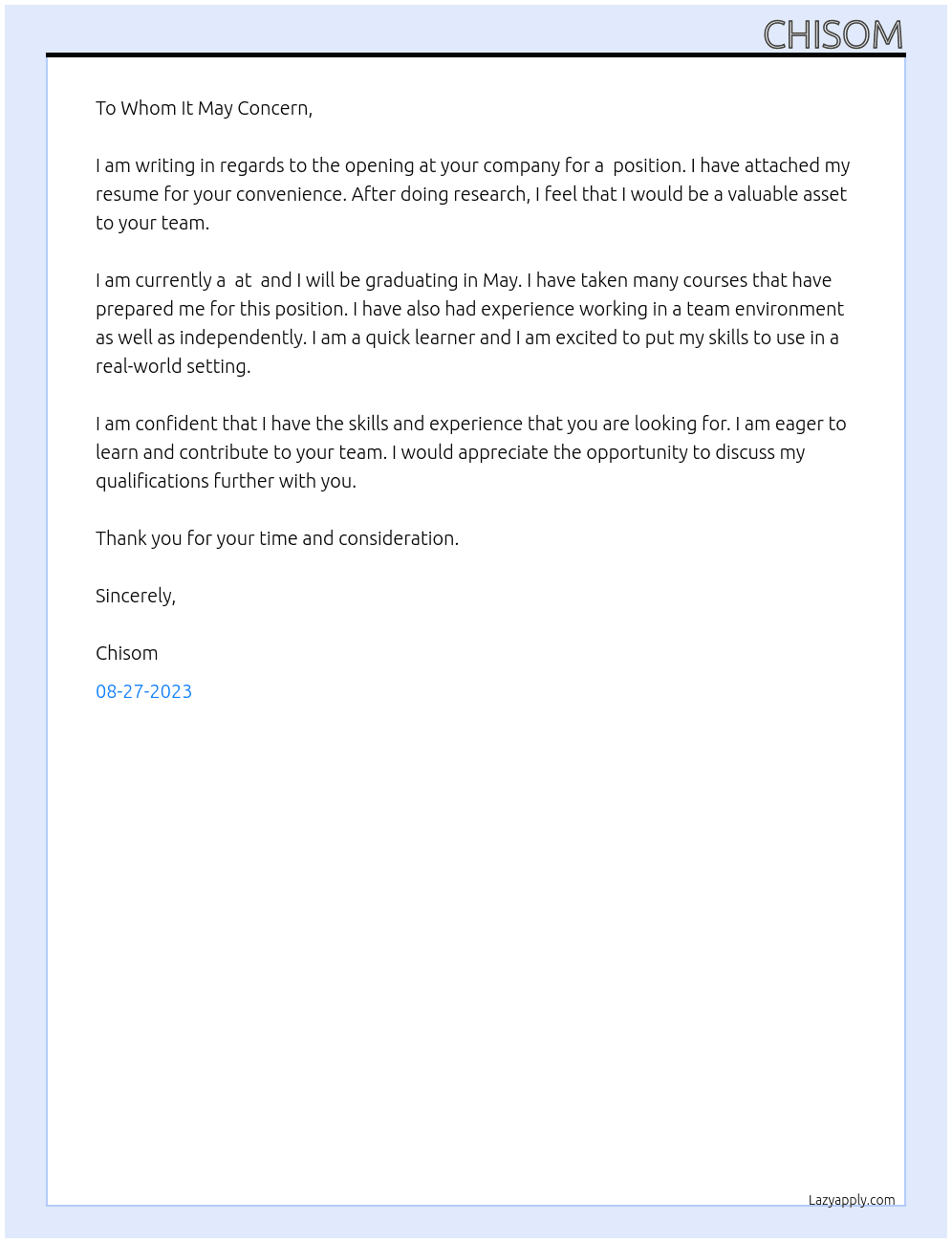 rite your statement of purpose for choosing my school At covenant university Cover Letter