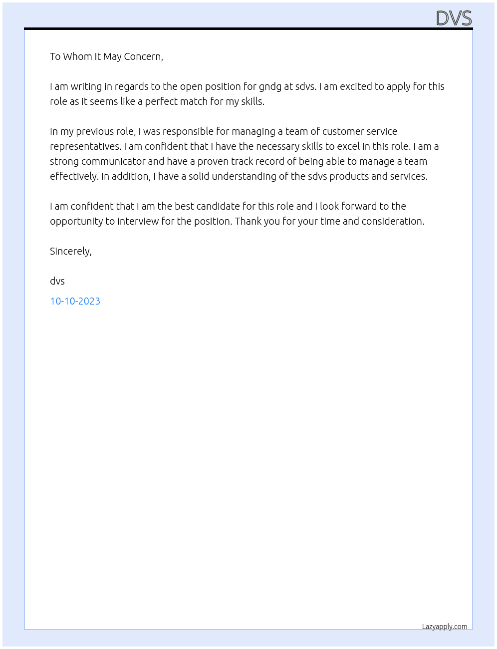 gndg At sdvs Cover Letter