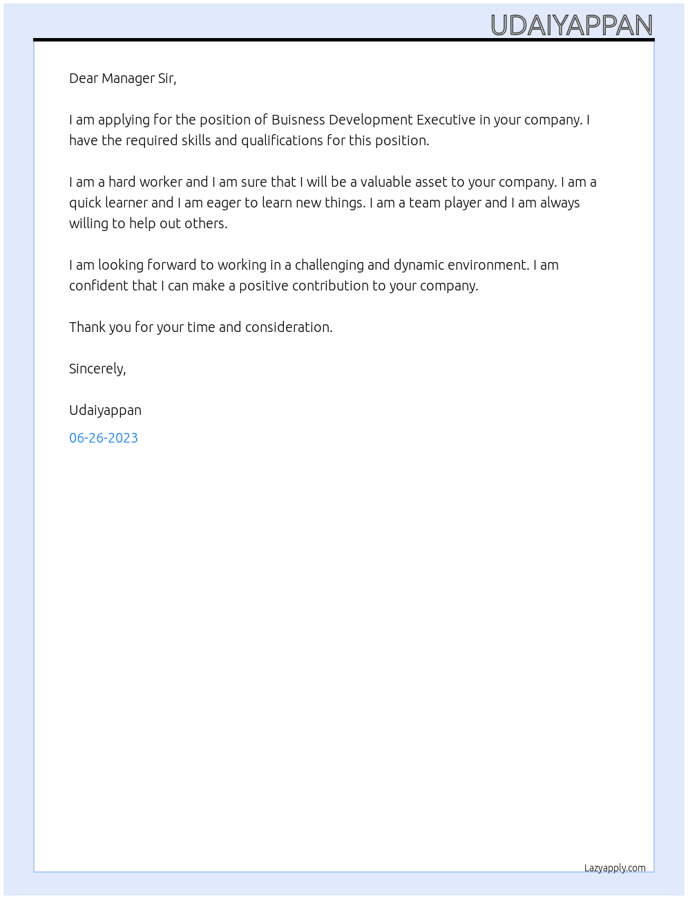 Buisness development executive  At Gog analytics it Cover Letter