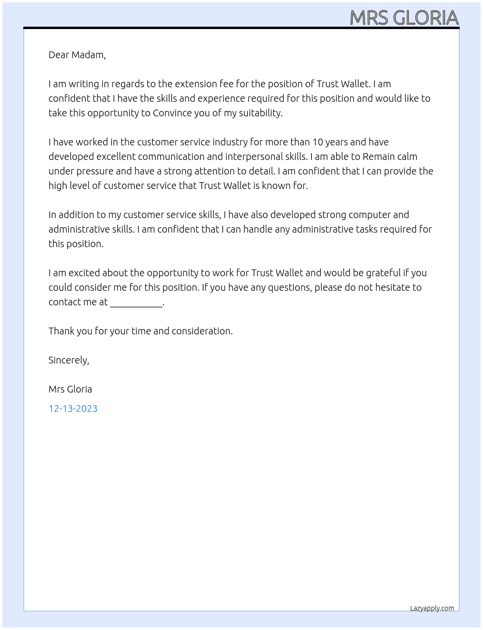 Trust Wallet At Trust Wallet Cover Letter