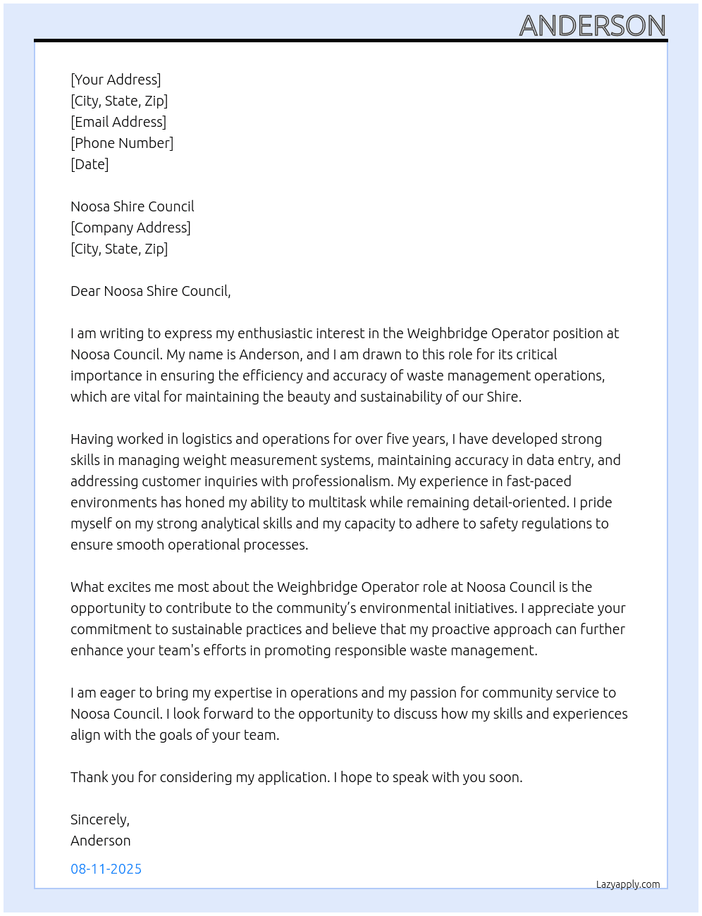 Cover letter for weighbridge operator - LazyApply