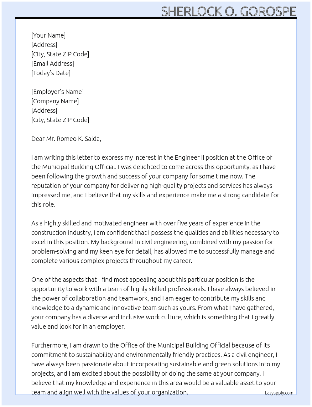 Cover letter for engineer ii - LazyApply