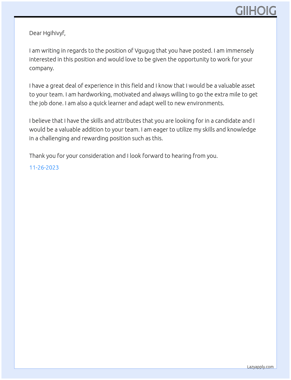 Vgugug At Hgihivyf Cover Letter
