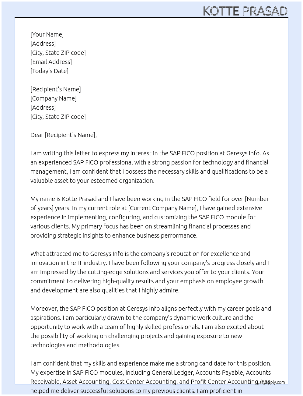 sapfico At geresys info Cover Letter