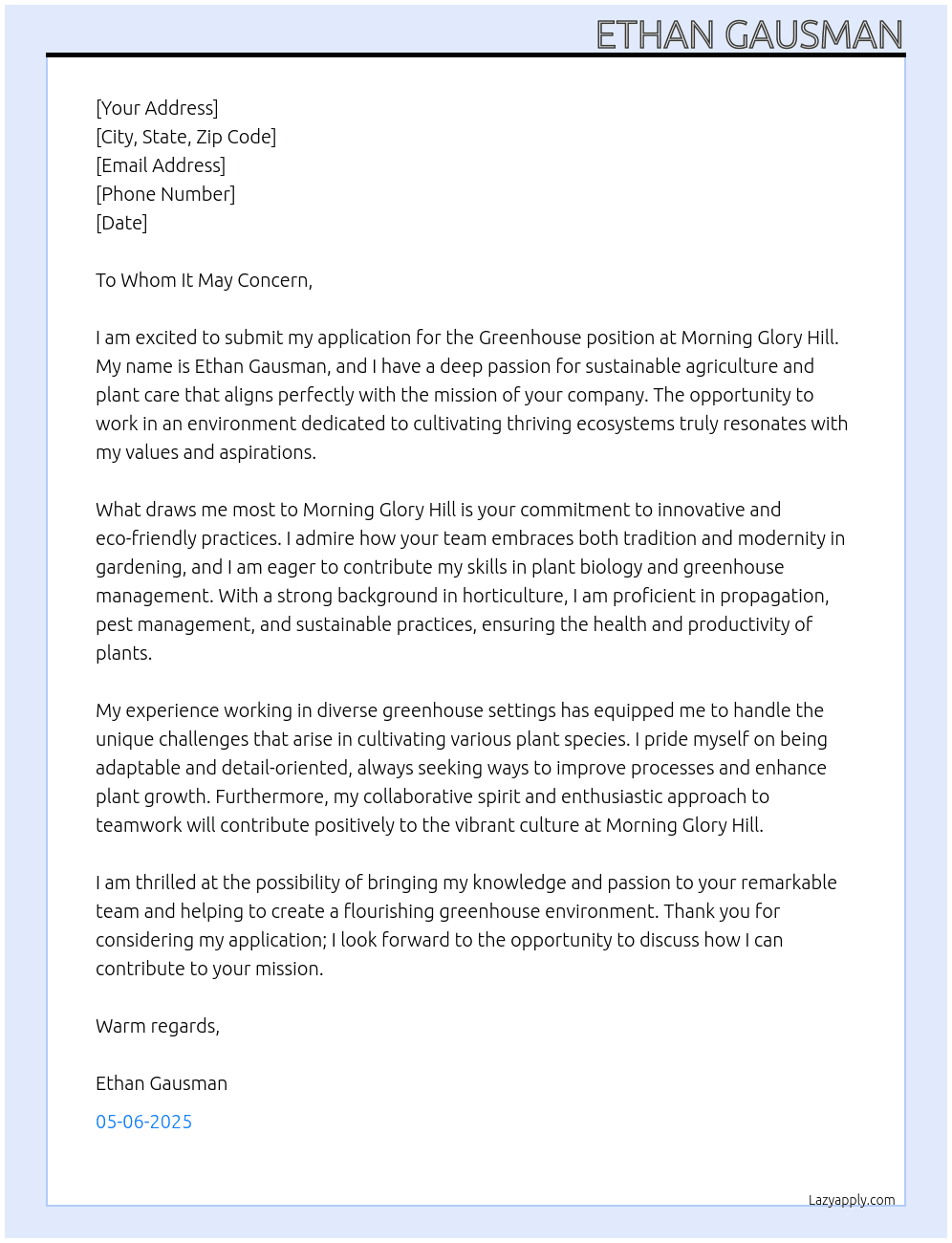 Cover letter for greenhouse - LazyApply