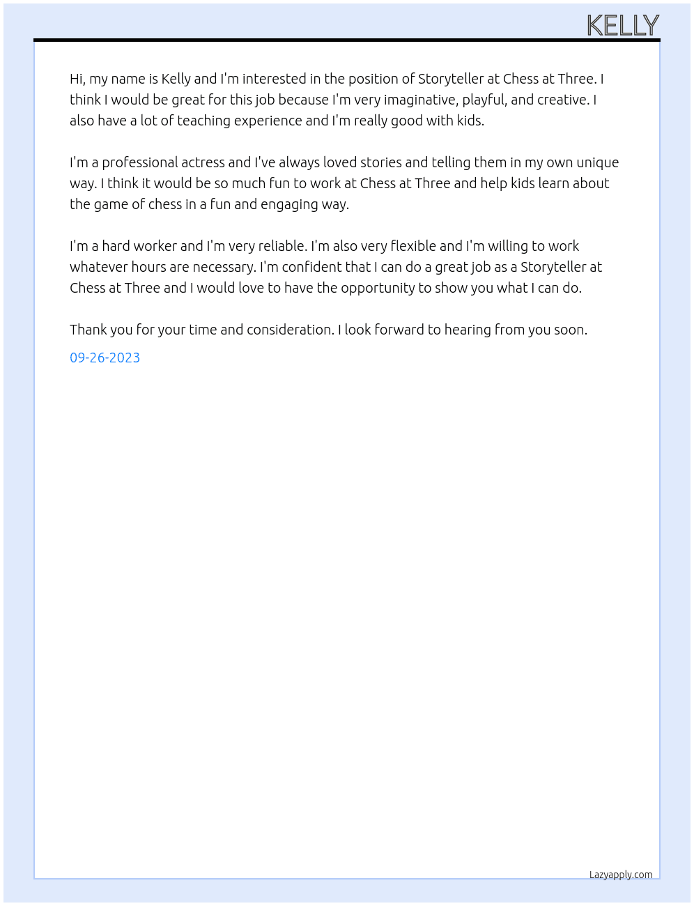 Storyteller At Chess at Three Cover Letter