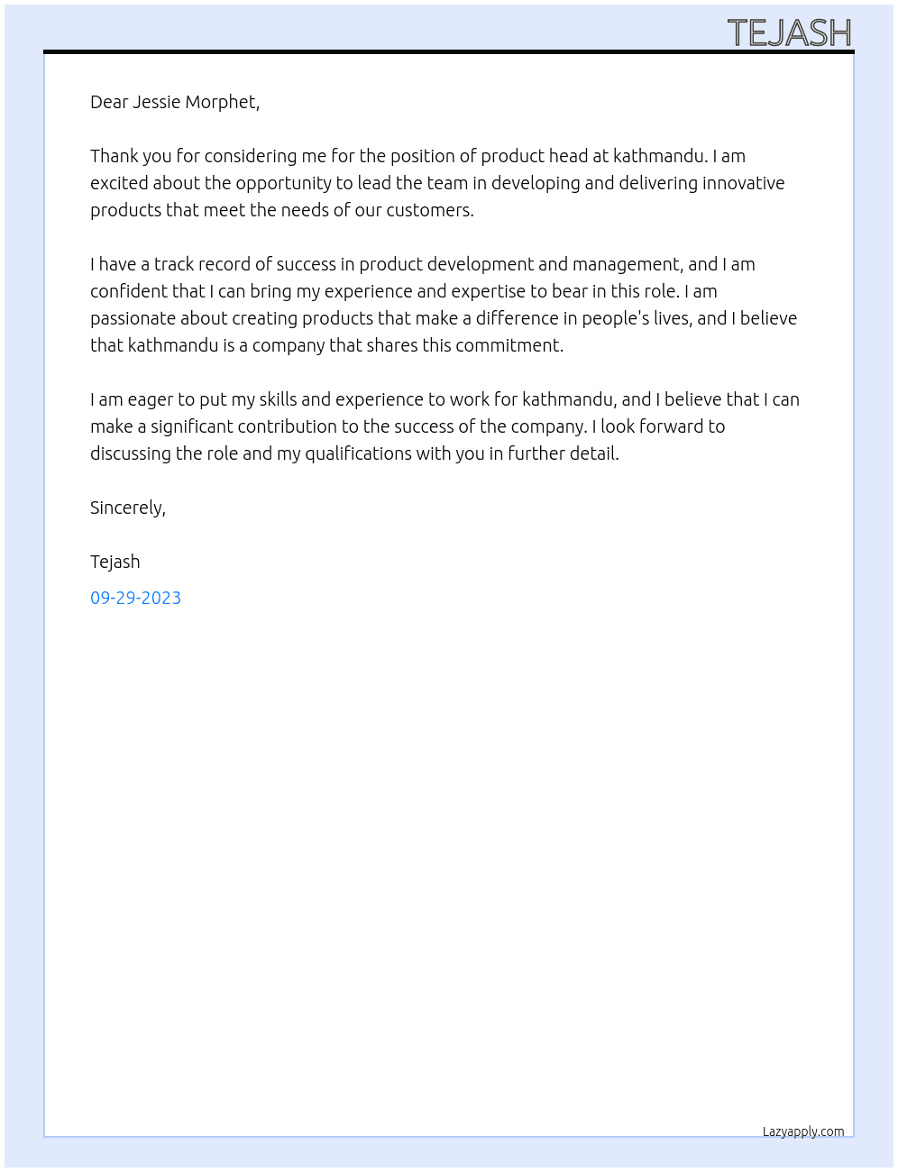 product head At kathmandu Cover Letter
