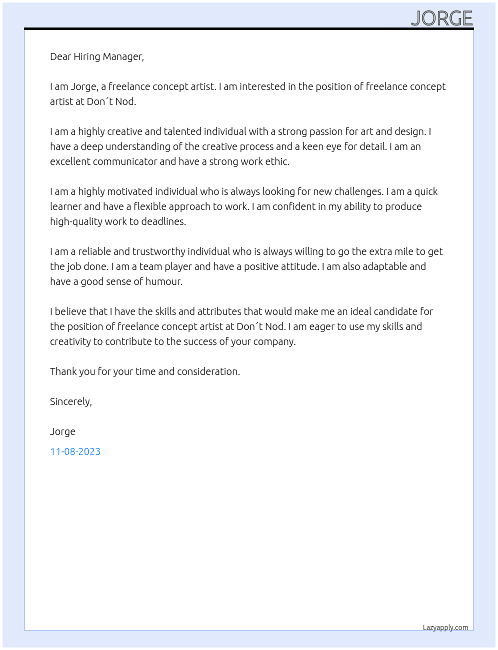 freelance concept artist At Don´t Nod Cover Letter