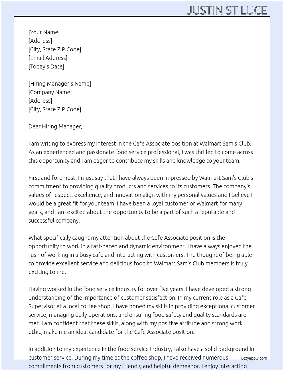 Cover letter for cafe associate - LazyApply