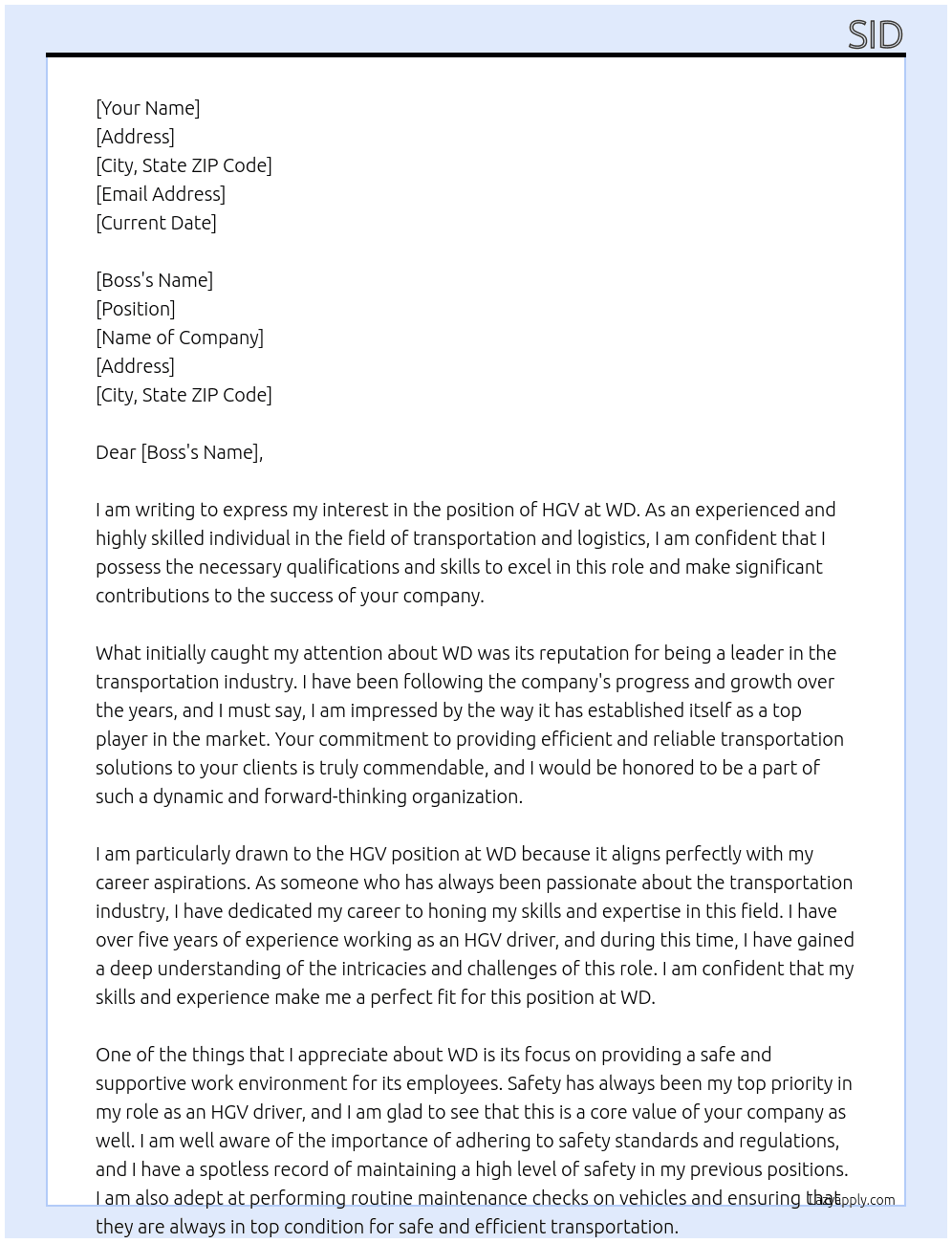 HGV At wd Cover Letter