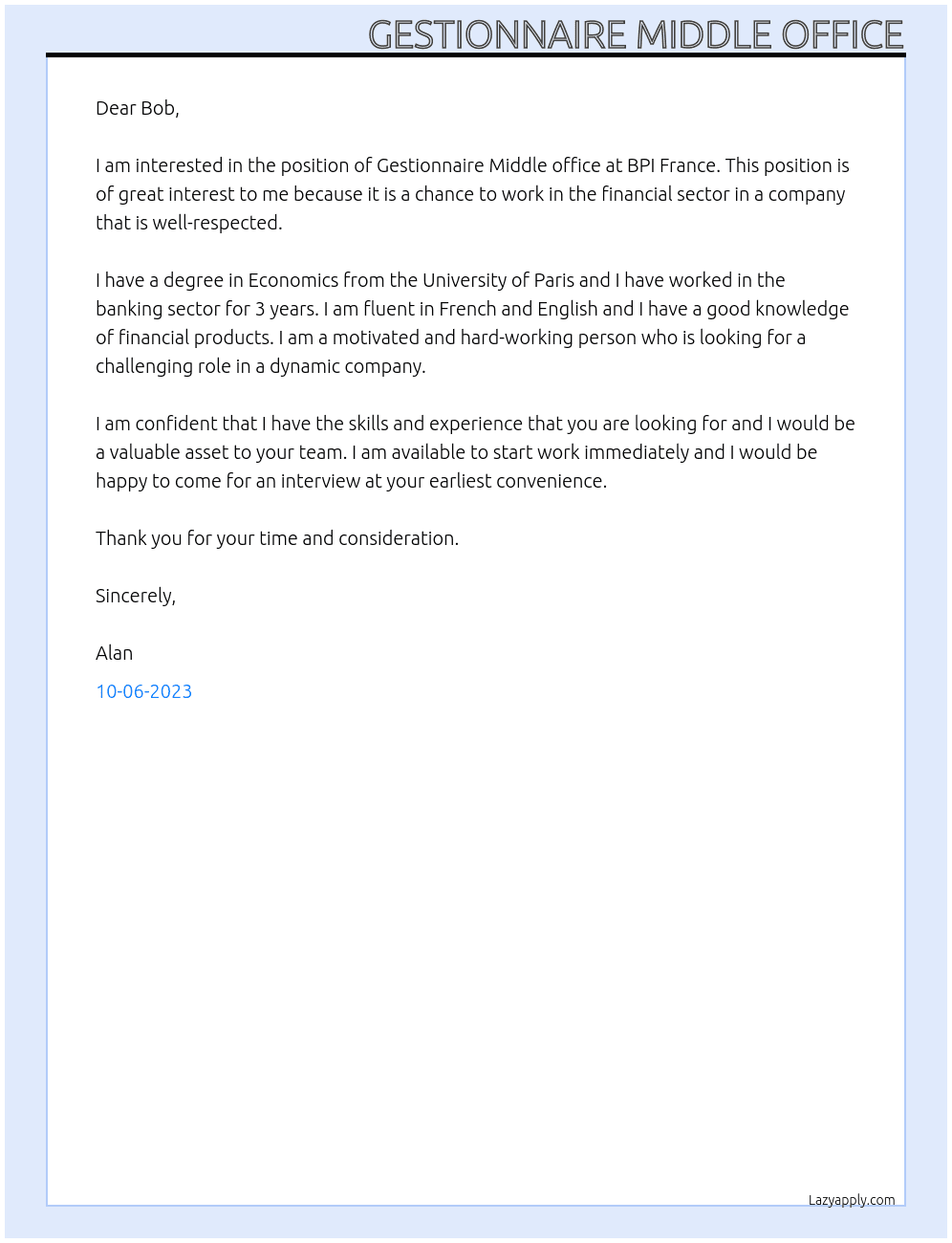 bob At BPI France Cover Letter