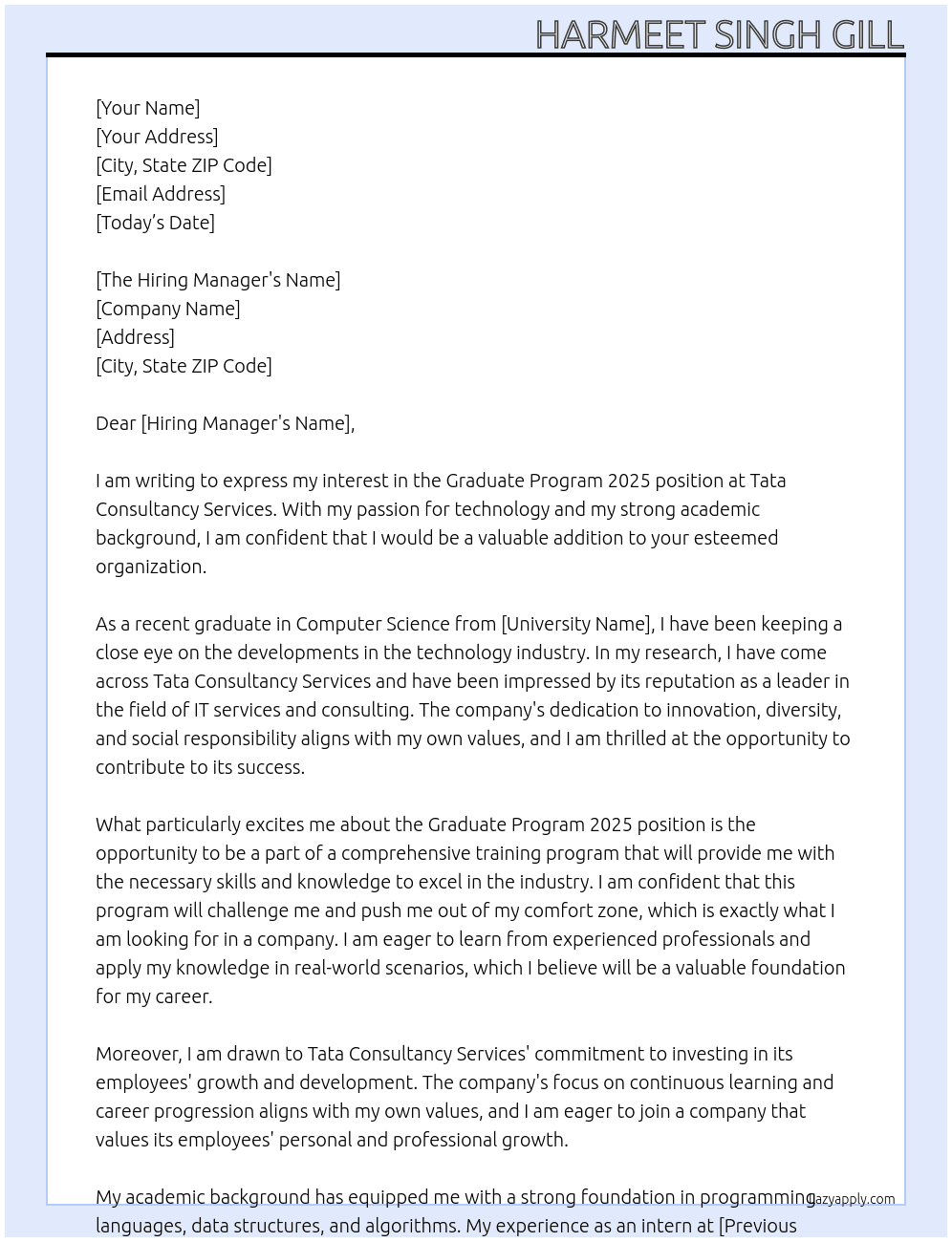 Cover letter for graduate program 2025 - LazyApply