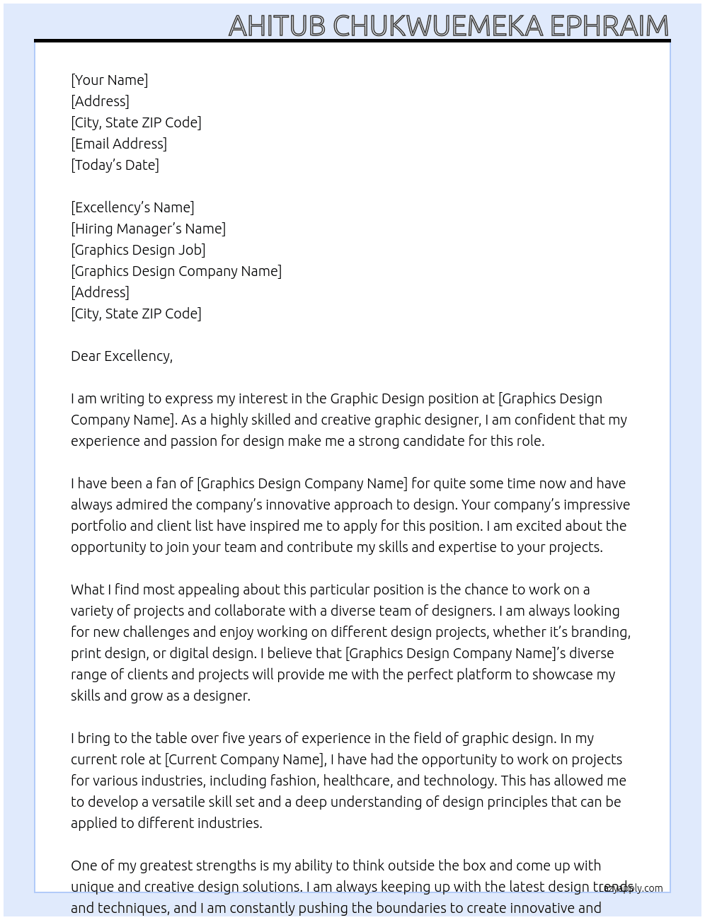 graphic design At graphics design job Cover Letter