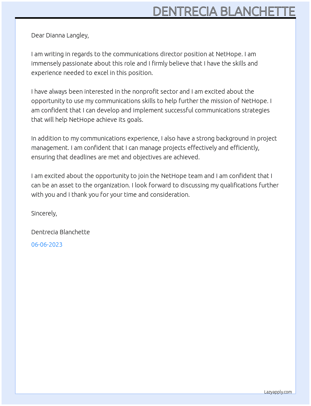 communications director At nethope Cover Letter