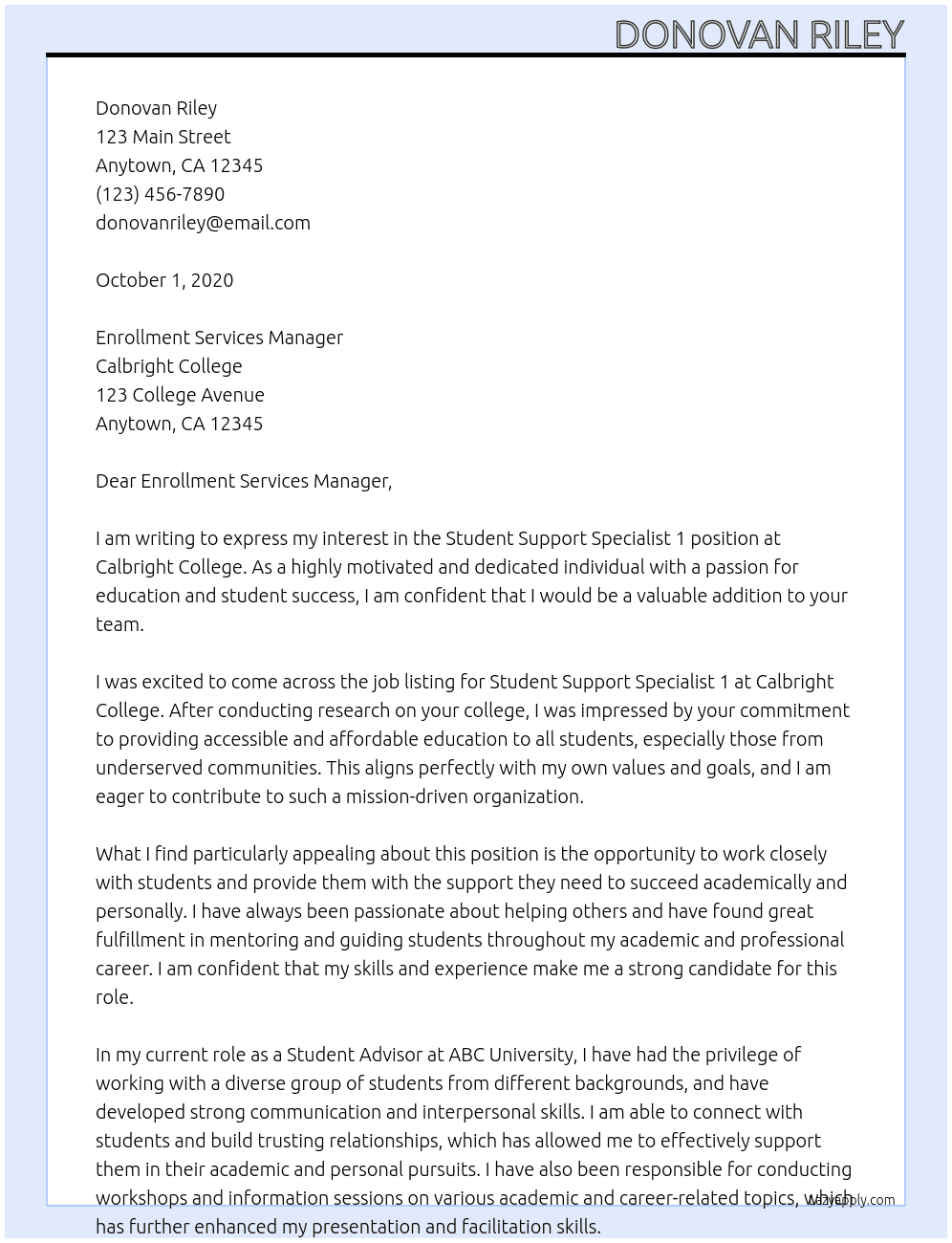 tudent Support Specialist 1 At Calbright College Cover Letter