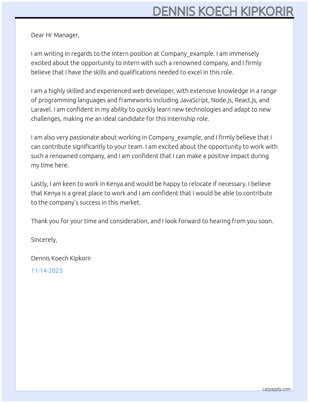 Intern At Company_example Cover Letter