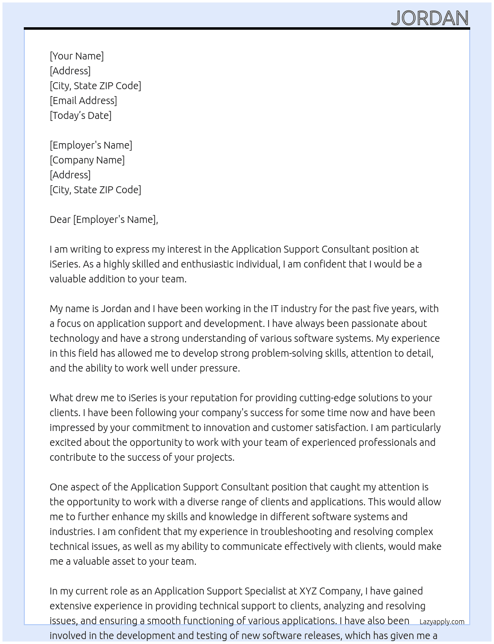 Application Support Consultant At iSeries Cover Letter