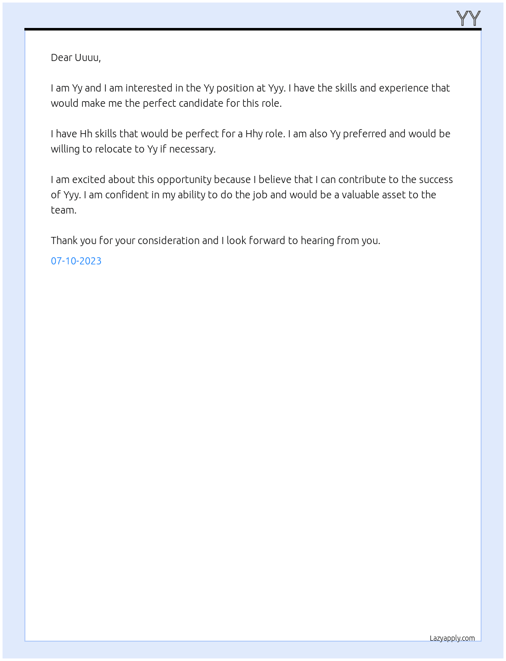 Yy At Yyy Cover Letter