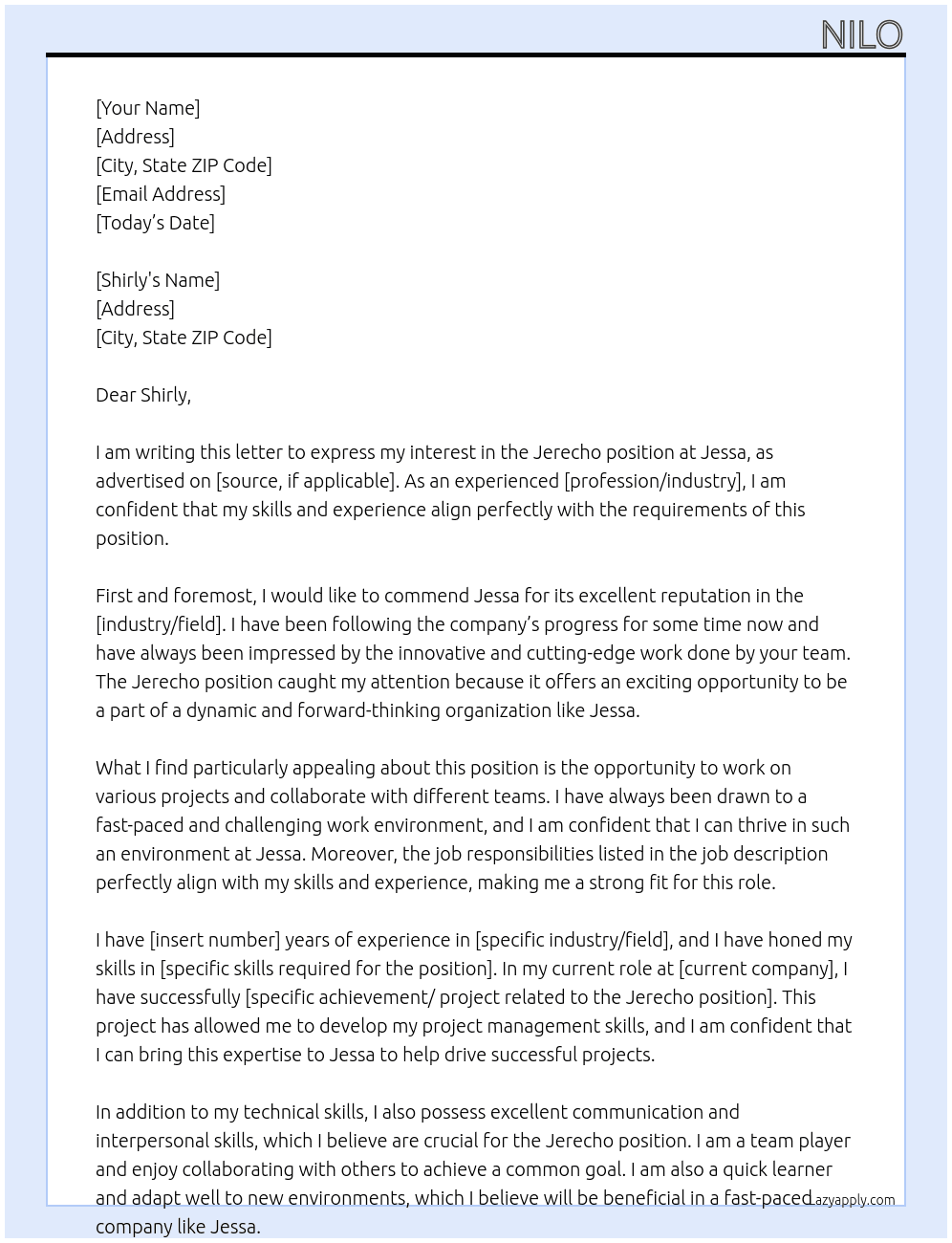 Jerecho  At jessa Cover Letter