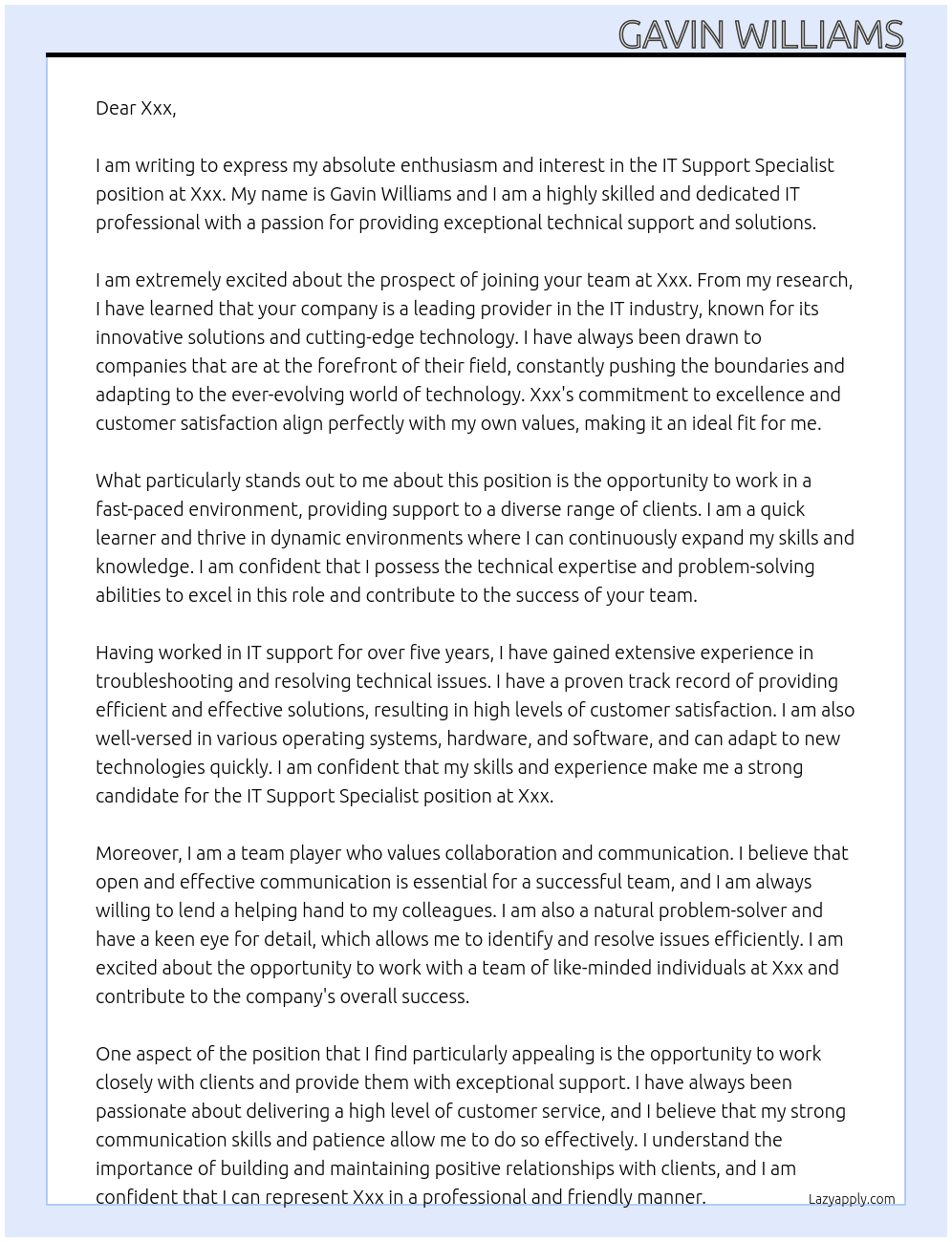 Cover letter for it support specalist - LazyApply