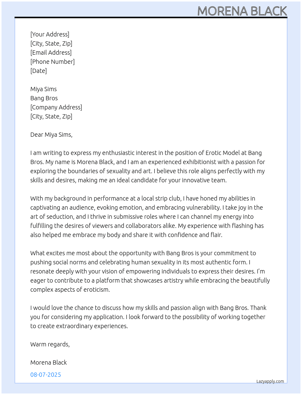 Cover letter for erotic model - LazyApply