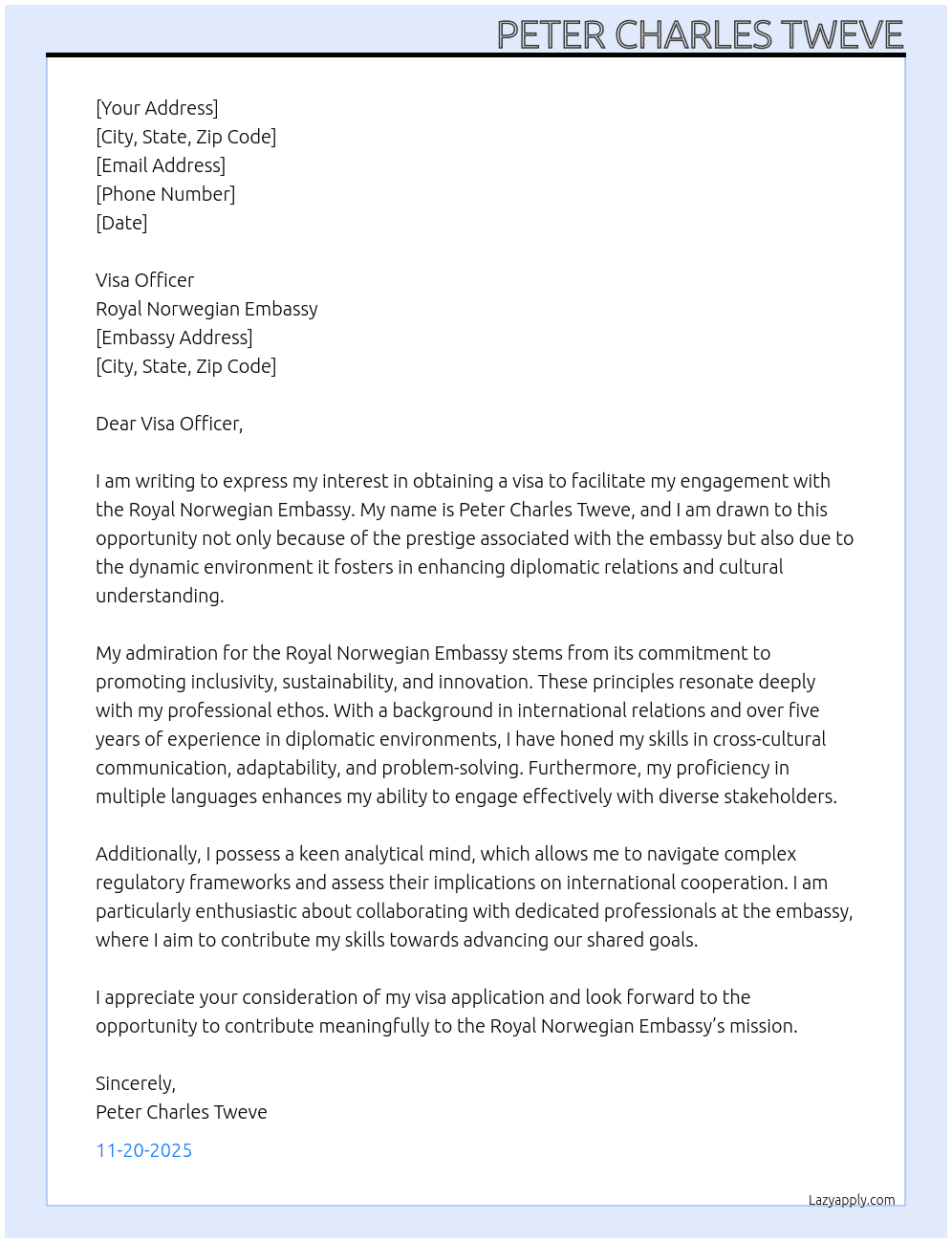 Cover letter for visa cover letter - LazyApply