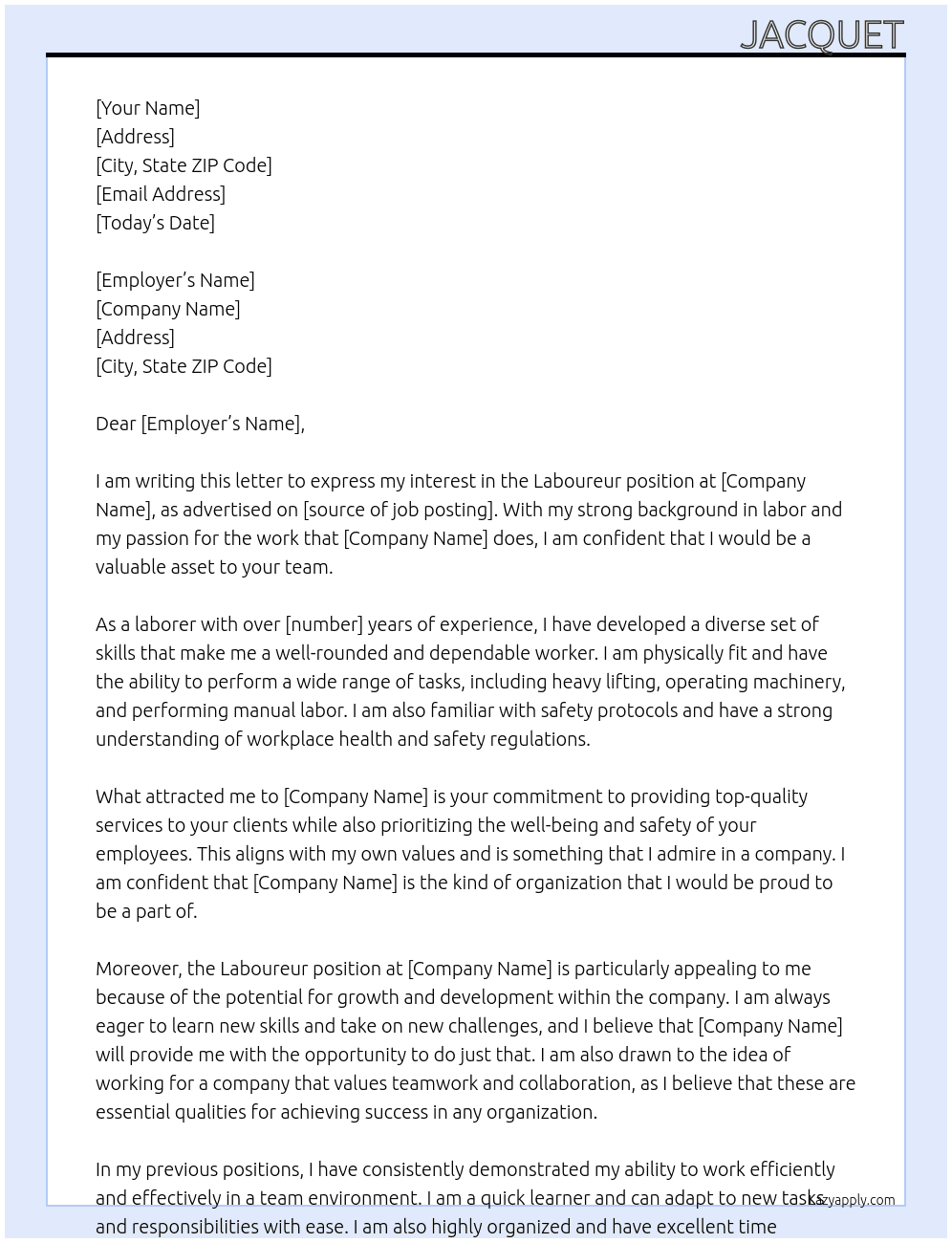 Laboureur At Wa Cover Letter