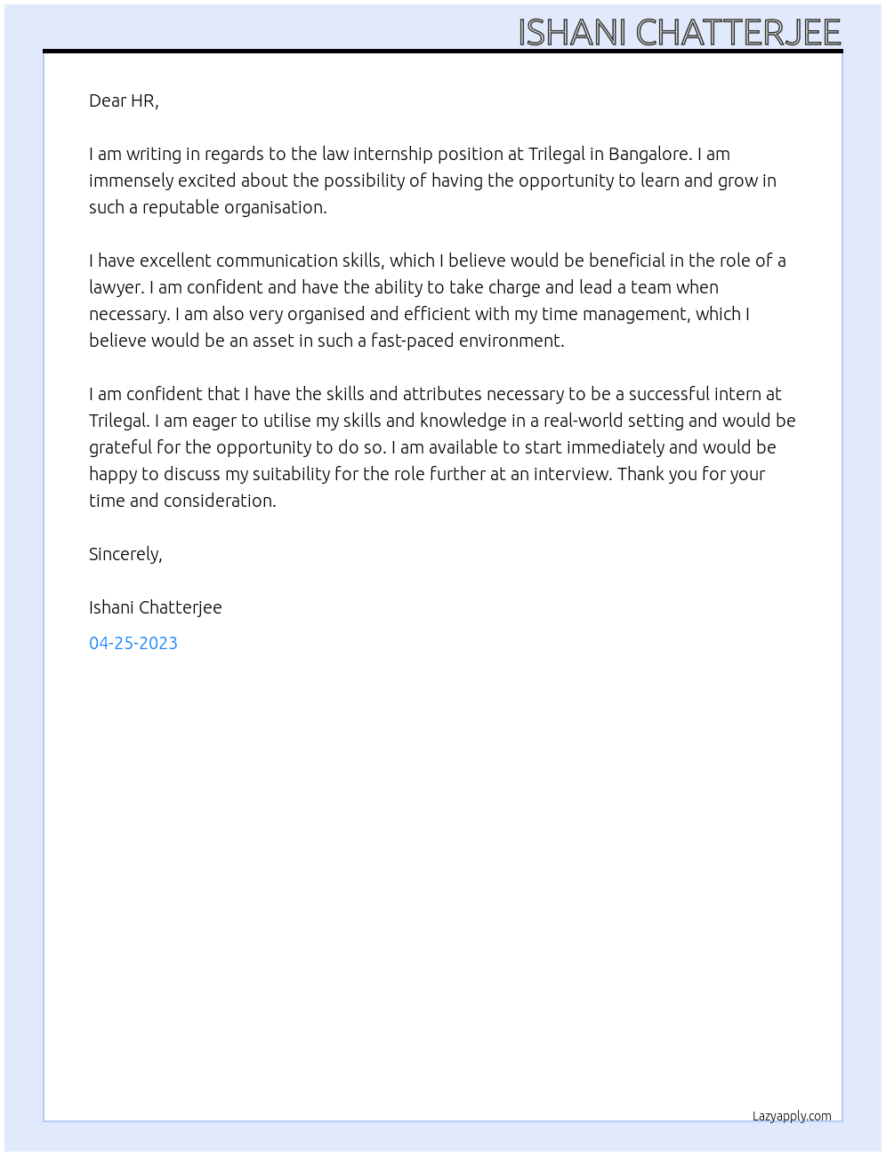Law  At Trilegal Cover Letter