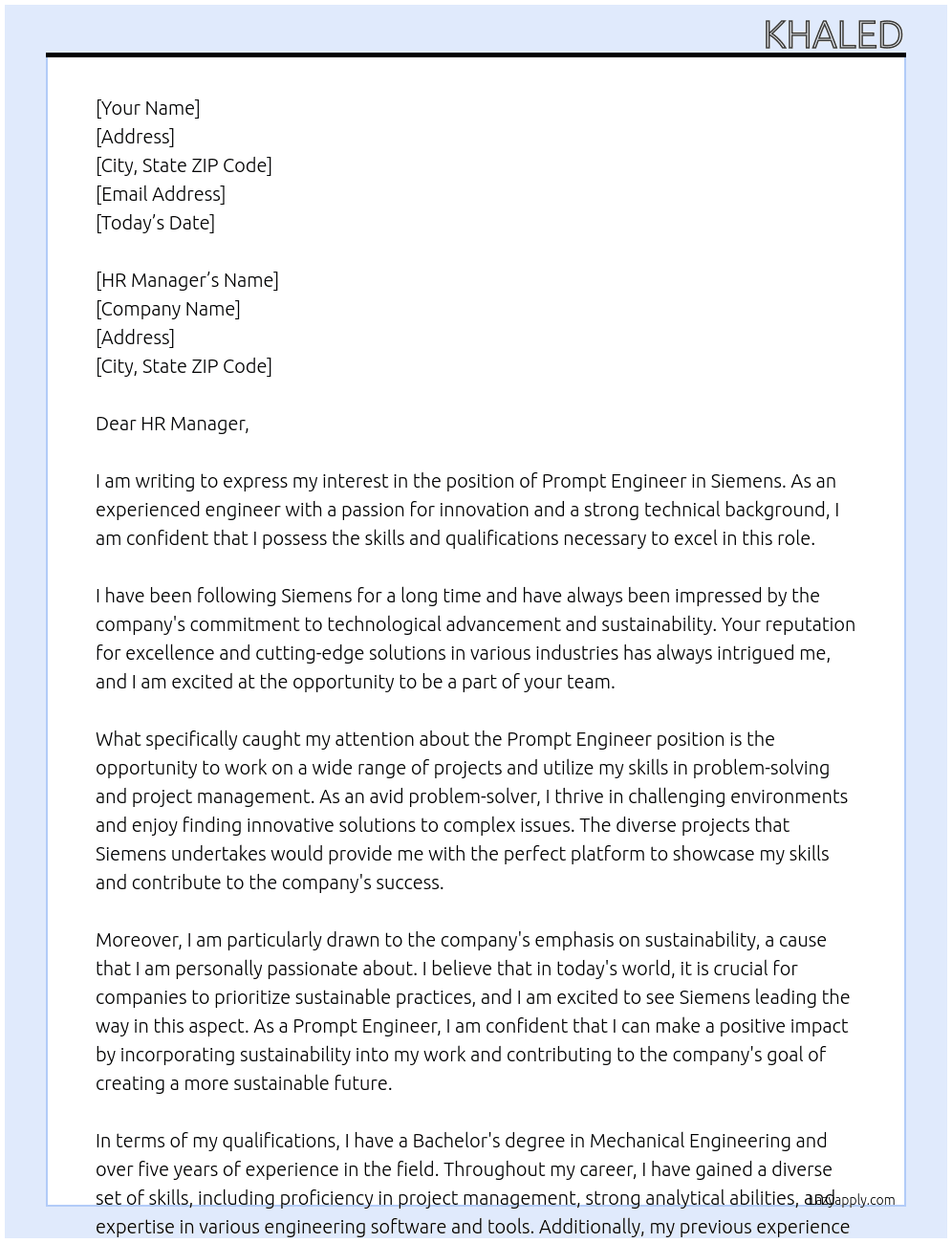 Cover letter for prompt engineer - LazyApply