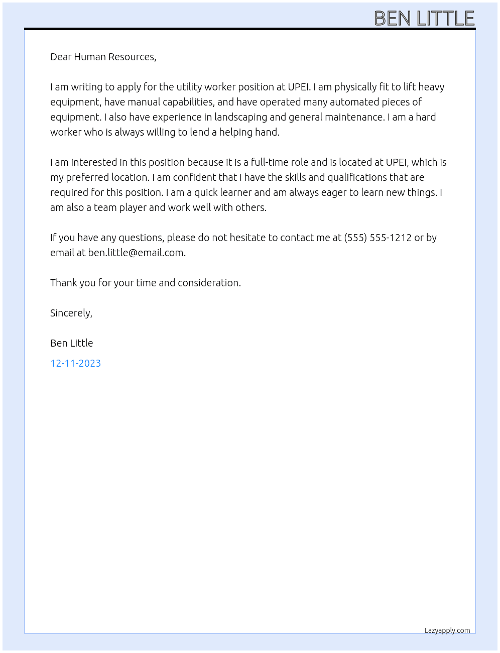 utility worker At Department of Facilities Management Cover Letter