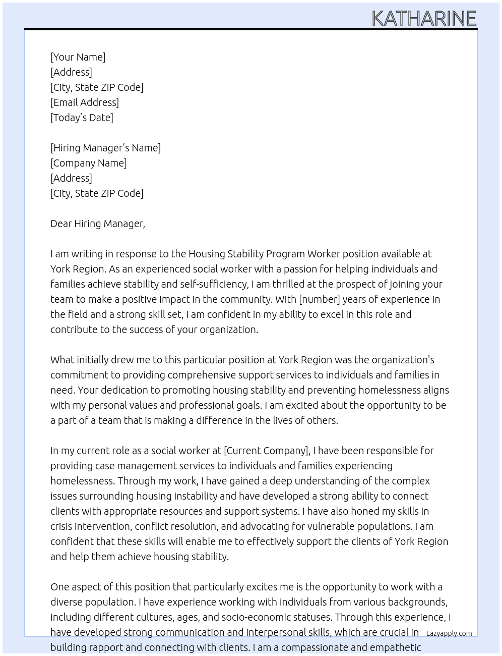 Cover letter for housing stability program worker - LazyApply