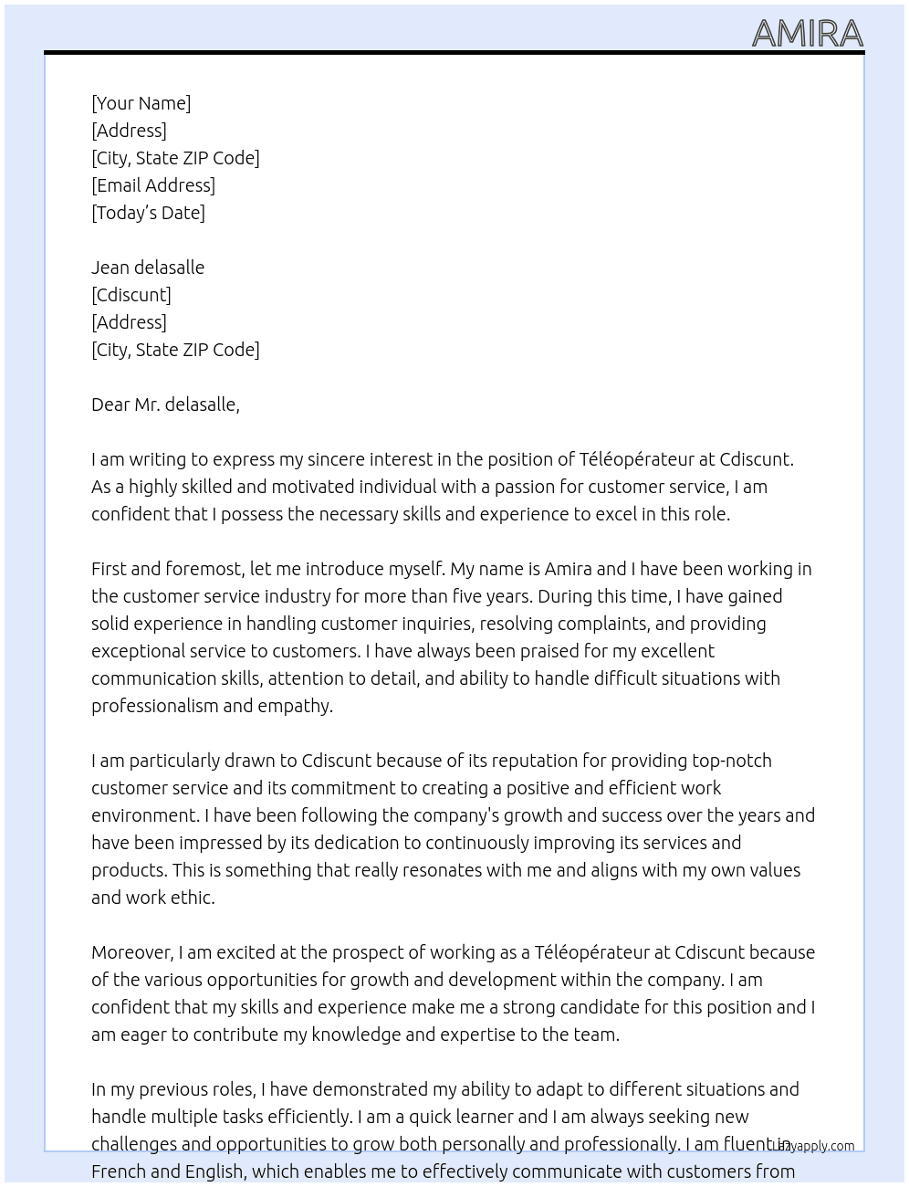 Téléopérateur  At Cdiscunt Cover Letter