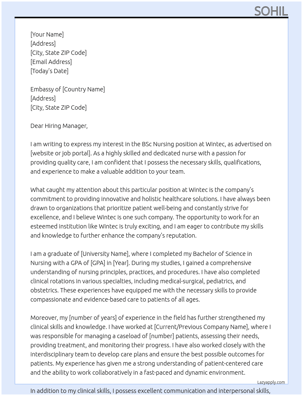 Bsc Nursing At Wintec Cover Letter