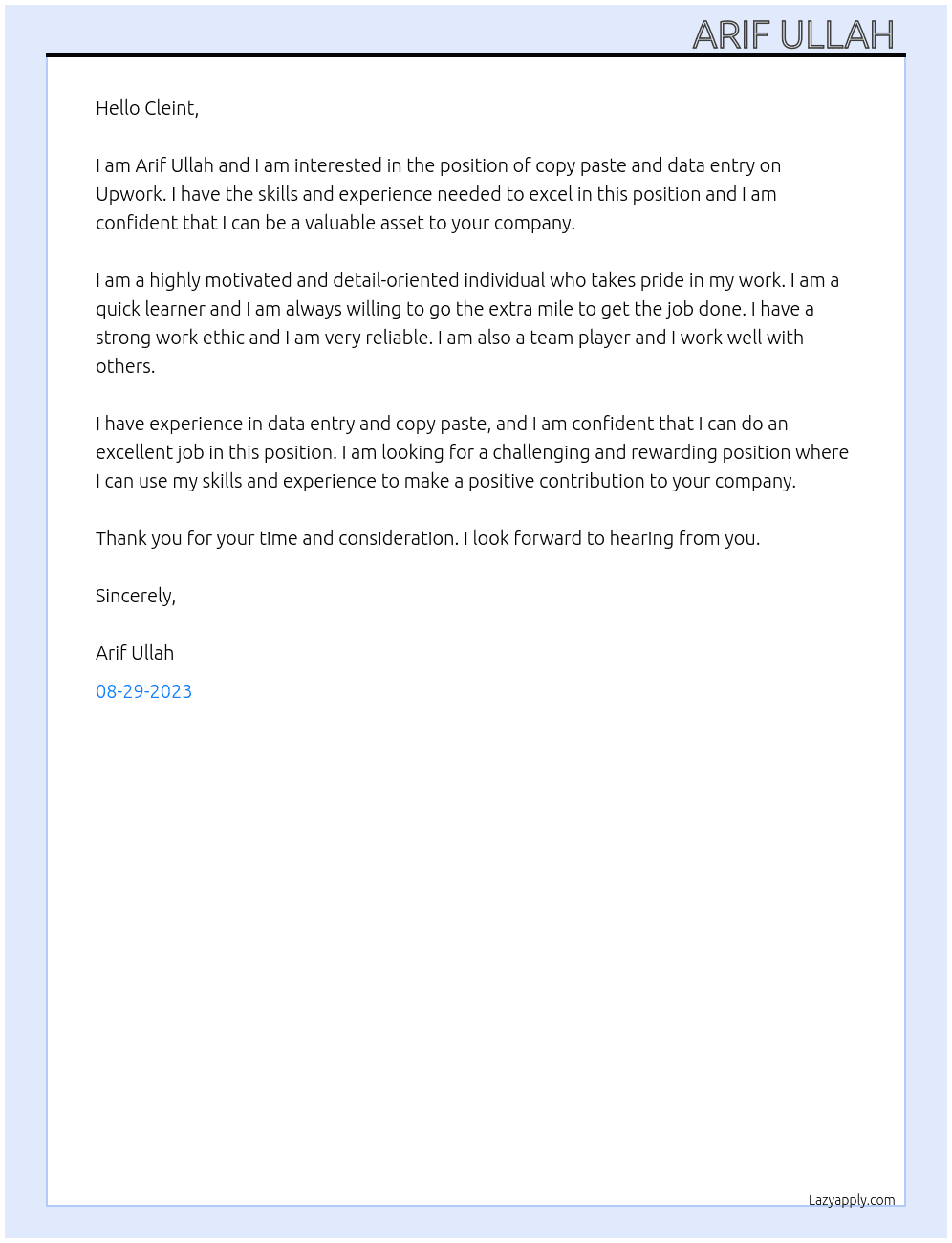 Copy paste and format in google document At On Upwork Cover Letter