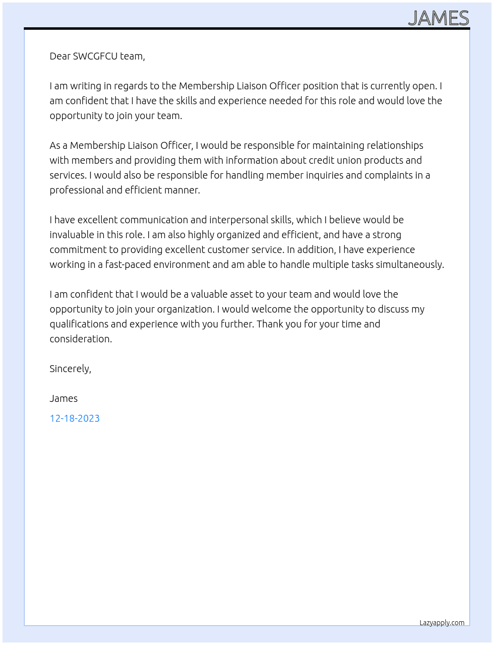 Membership Liaison Officer At Sea West Coast Guard Federal Credit Union Cover Letter