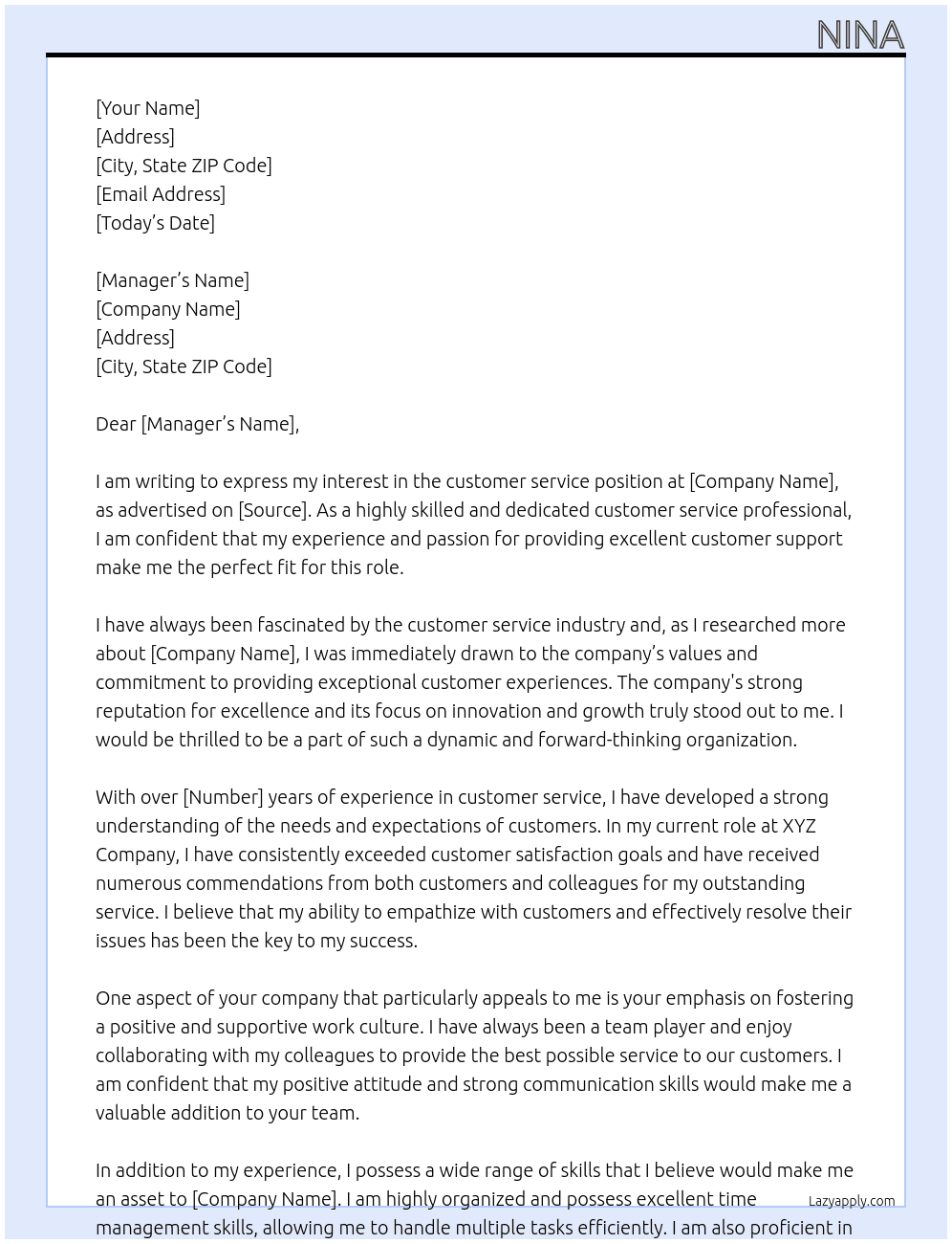 customer service At Post Cover Letter