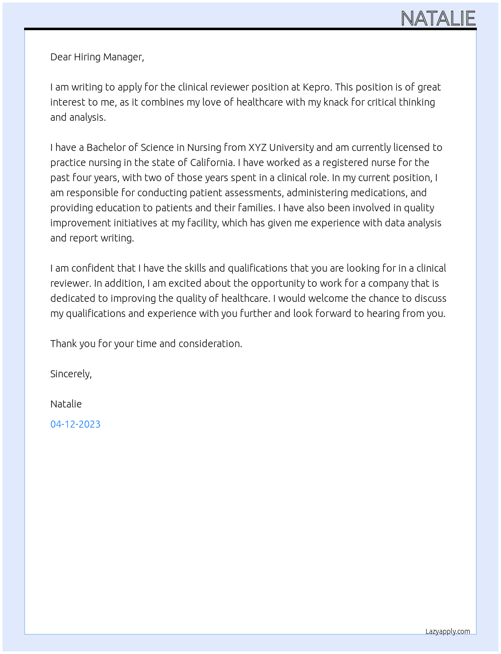 clinical reviewr At Kepro Cover Letter