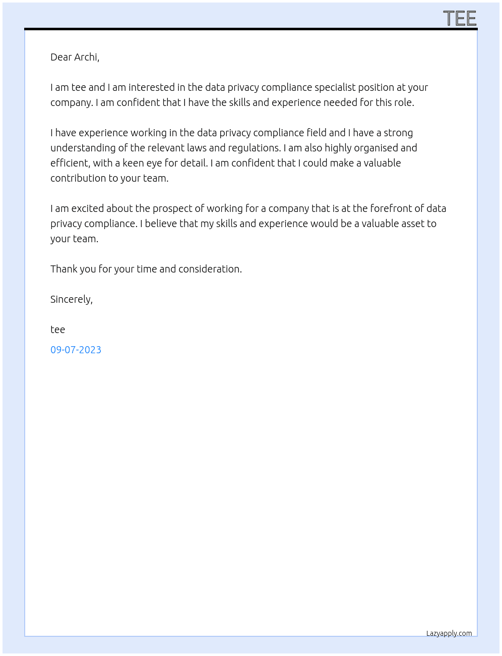 data privacy compliance At data privacy compliance specialist Cover Letter