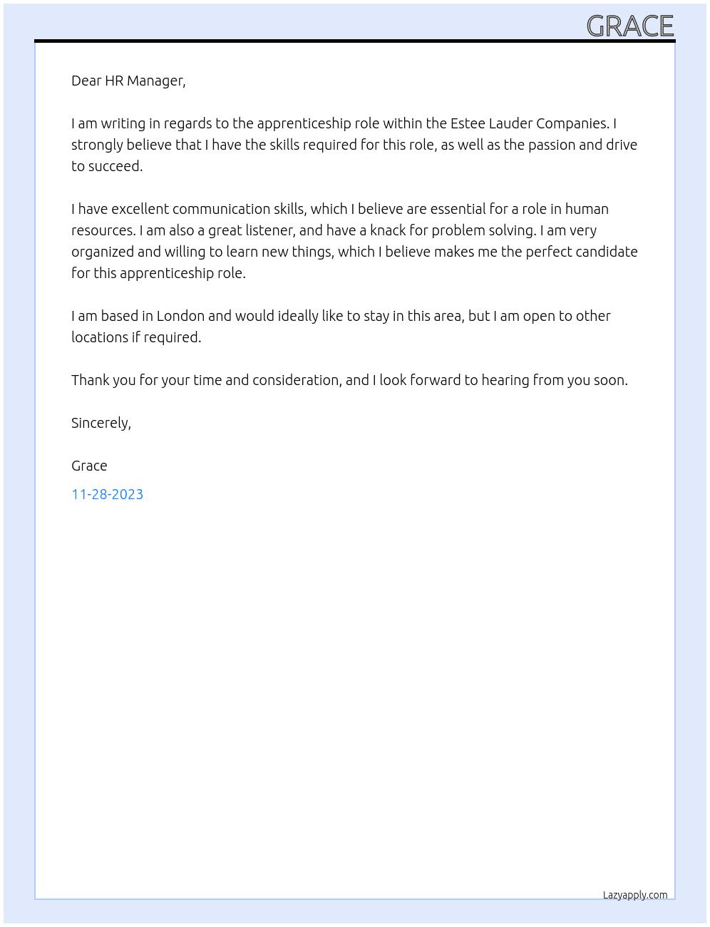 human rescources At Estee lauder companies Cover Letter