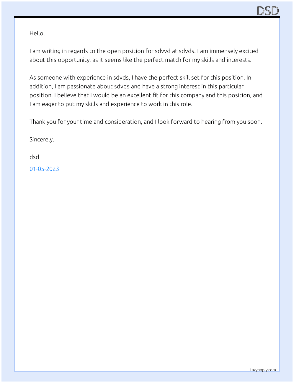 sdvvd At sdvds Cover Letter