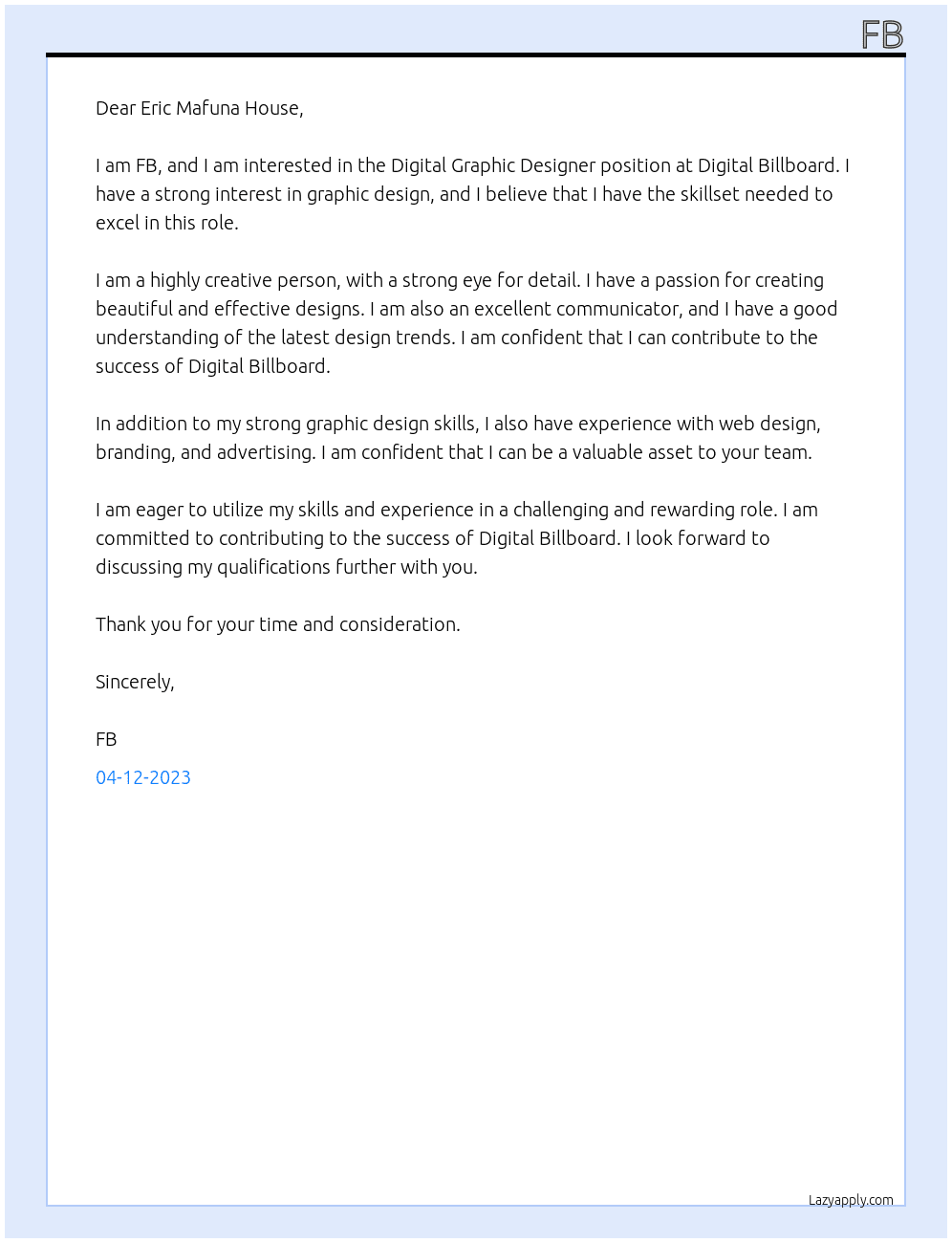 Digital Graphic Designer At Digital Billboard Cover Letter
