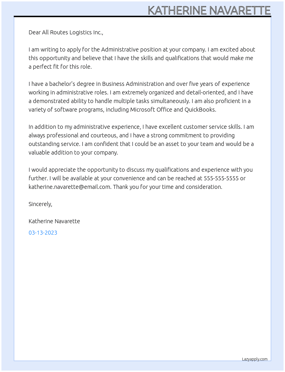administrative At Administrative  Cover Letter