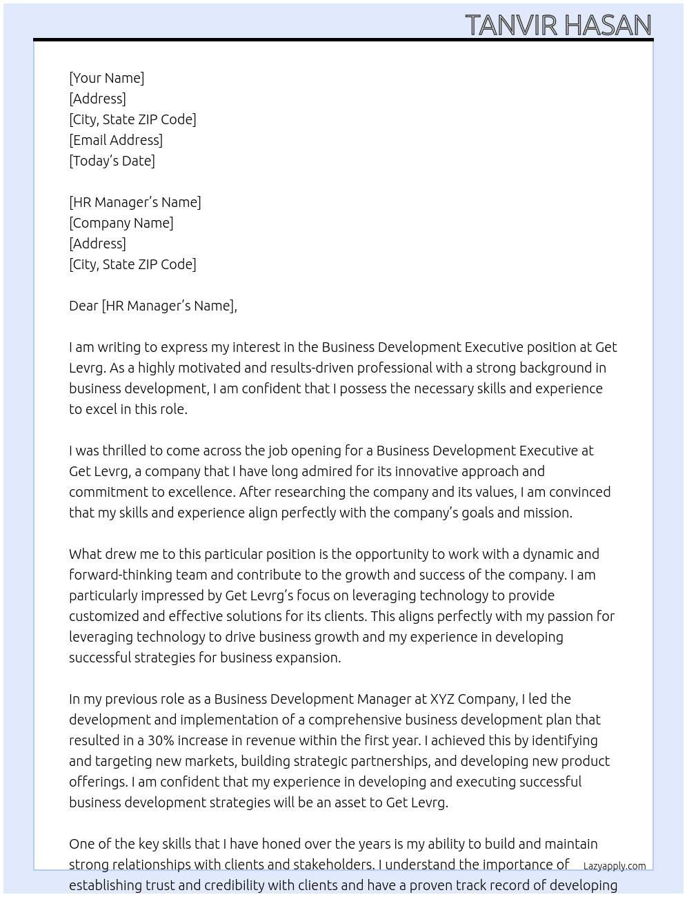 Business Development Executive At Get Levrg Cover Letter